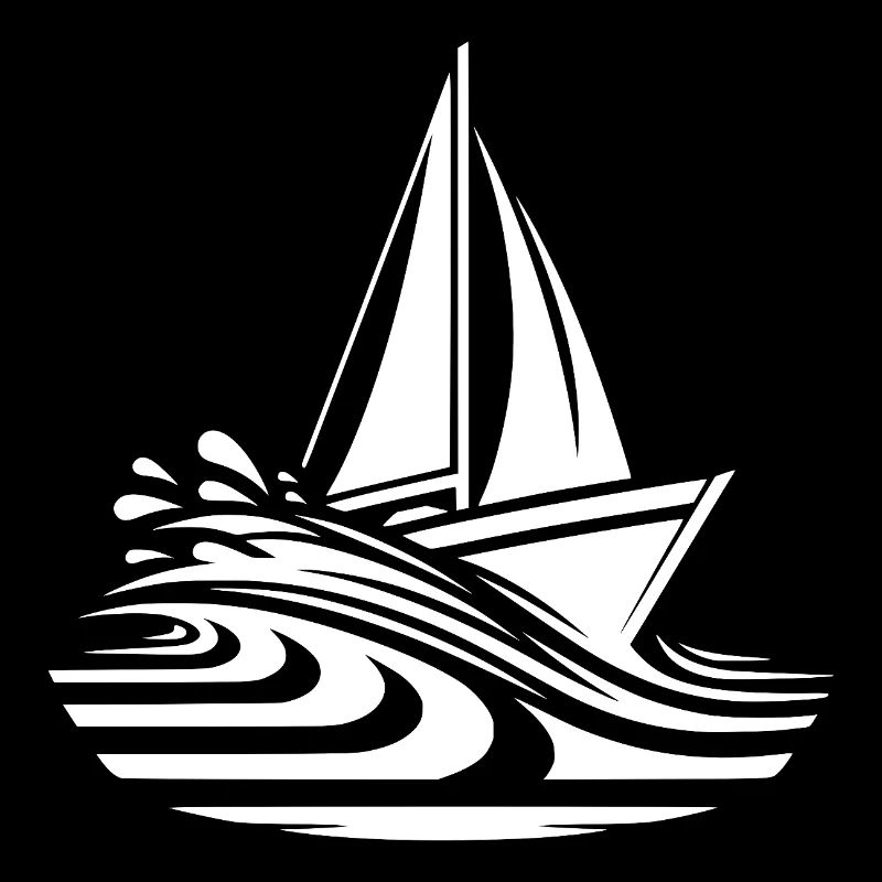 Fast sailboat on course in the waves