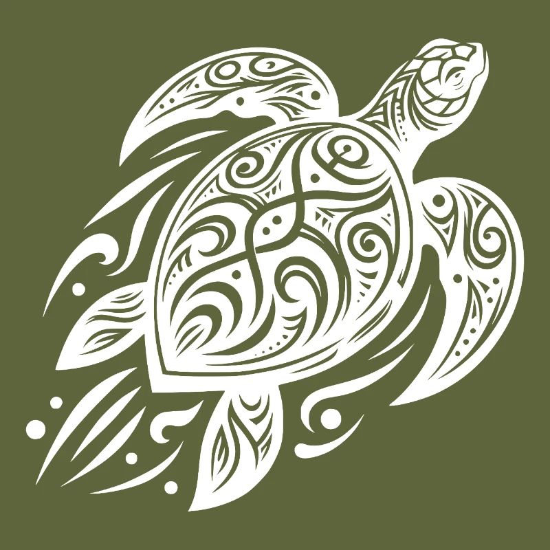 Powerful Pacific Turtle Meets Tribal