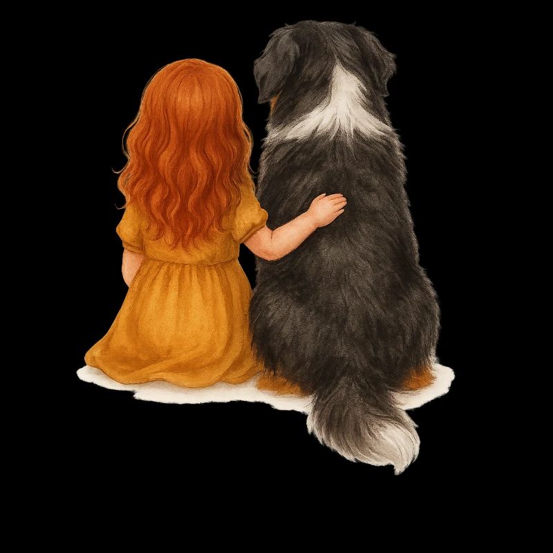 Fille rousse avec bouvier bernois