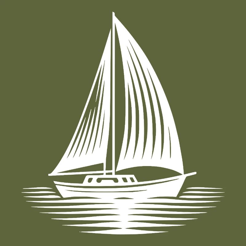 Dashing sailboat on course in calm waves
