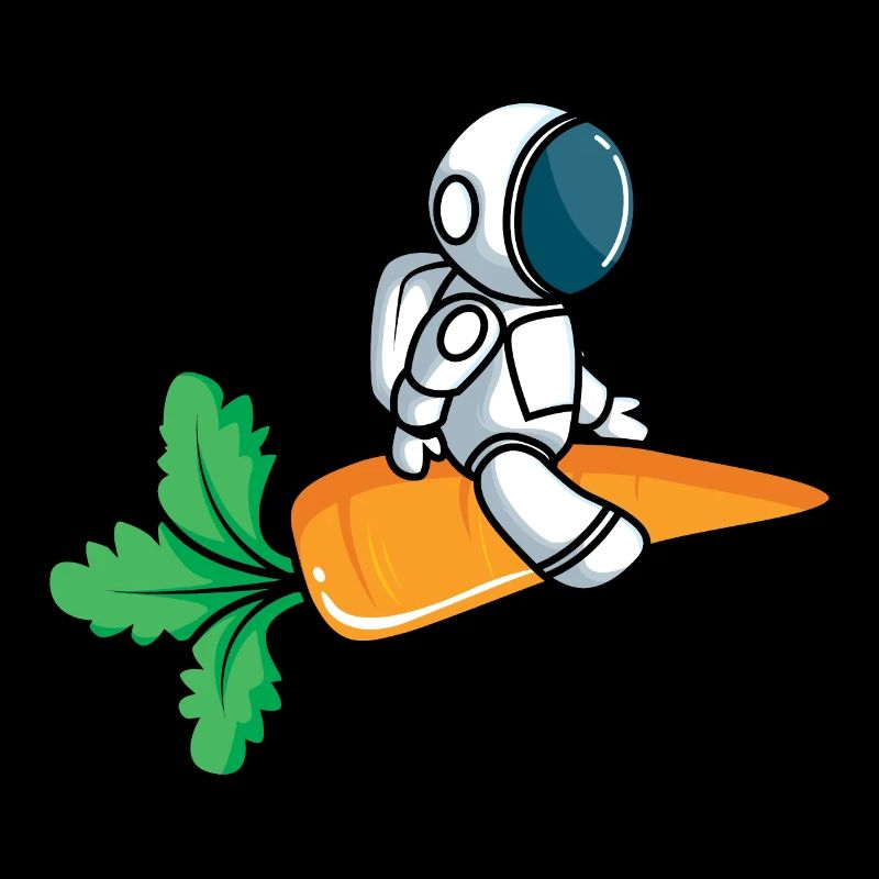Astronaut on carrot rocket