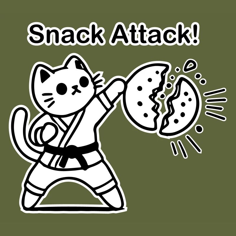 Karate-Katze, die einen Keks schlägt - Snack Attack Design