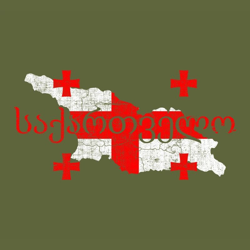 Georgia Map Shape and Flag