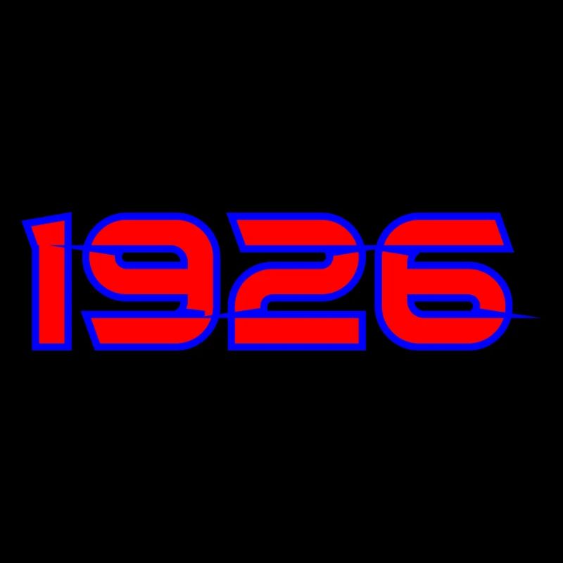 1926 Neon Red with Blue Outline
