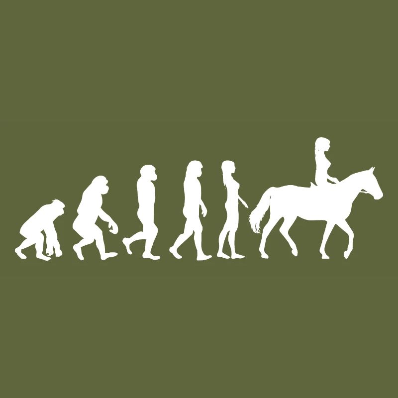 Riding horse evolution development woman funny