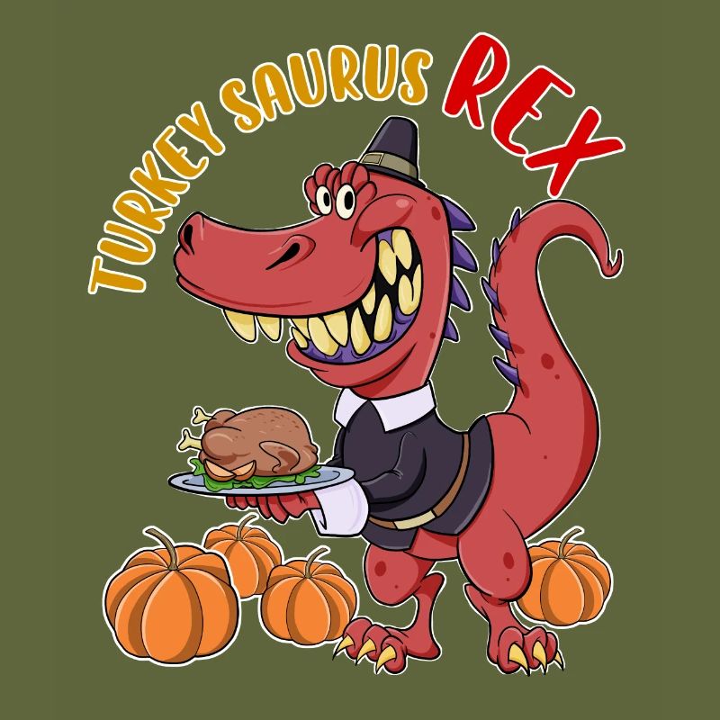 Turkey Saurus Rex I TRex Pilgrim Hat I Dinosaur