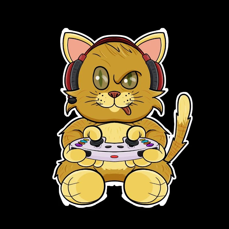 Kitten Cat With Gaming Controller I Funny Gaming