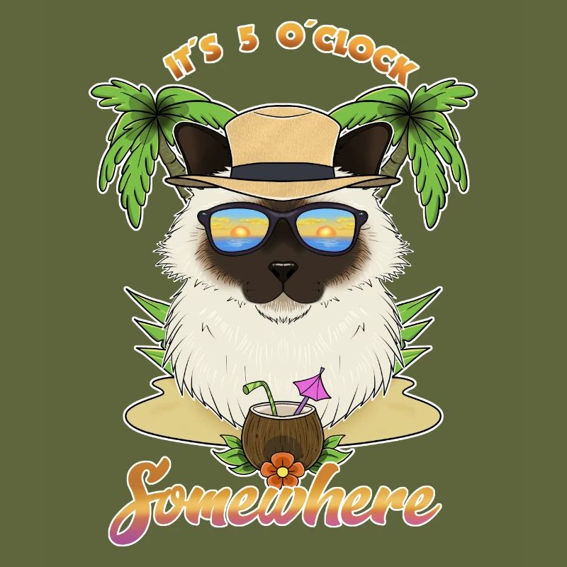 It Is 5 OClock Somewhere Drinking Birman Cat