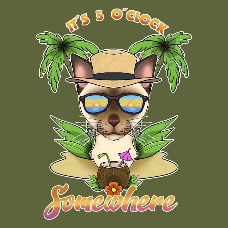 It Is 5 OClock Somewhere Drinking Burmese Cat