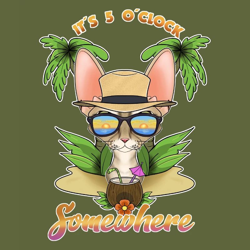 It Is 5 OClock Somewhere Drinking Devon Rex Cat