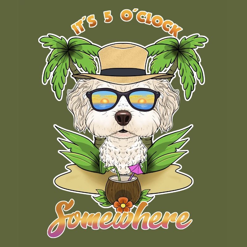 Il est 5 OClock quelque part en buvant Bichon Frise