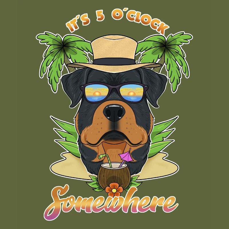 It Is 5 OClock Somewhere Drinking Rottweiler