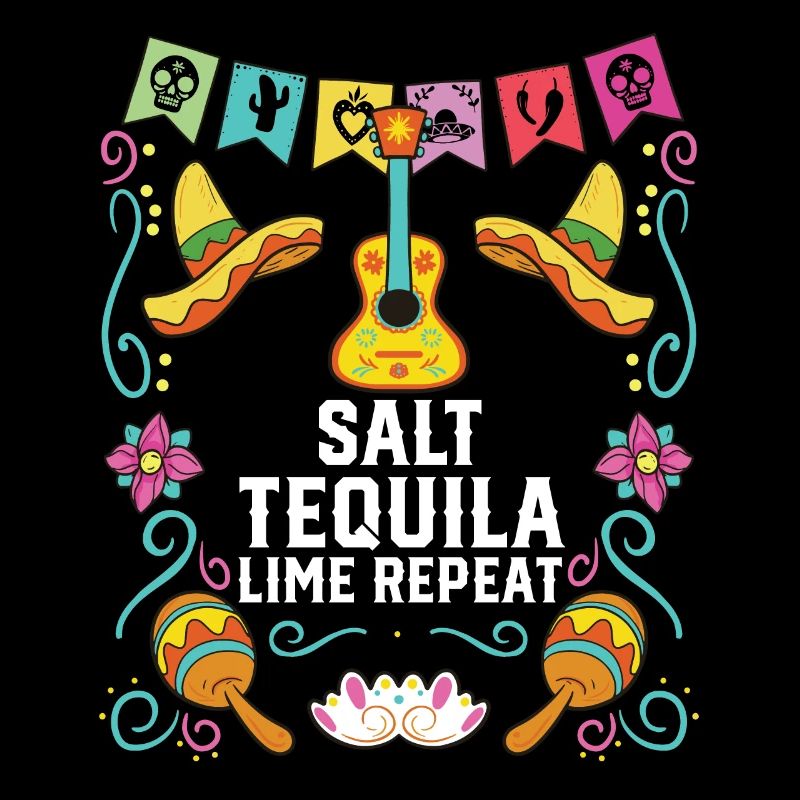 Salt Tequila Lime Repeat Alcoholic Tequila Drinker