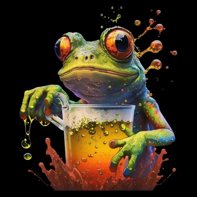 Grosses Glas Bier mit Frosch