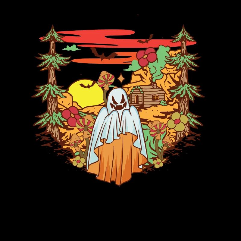 Forêt gothique Boo Ghost Spooky Saison Champignon