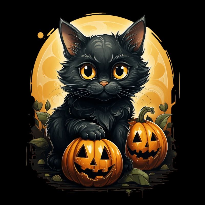 Black Cat Halloween Pumpkin - Cat
