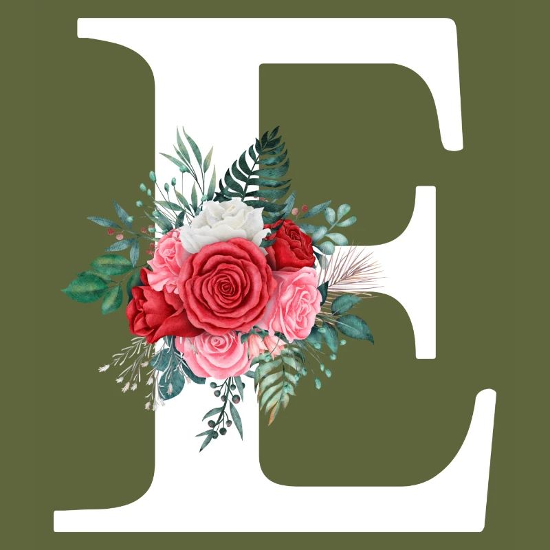 Red Floral Letter E