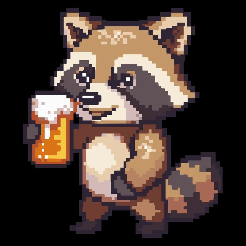 Raccoon Beer Pixel