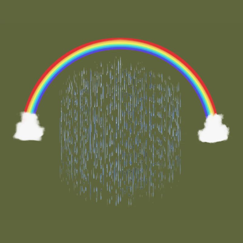 Rainbow with Rain Drops Pattern
