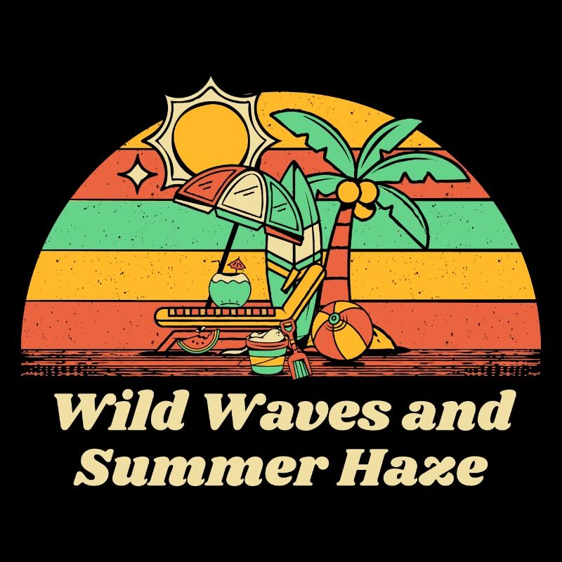 Wild Waves and Summer Haze Beach Surfing Ocean