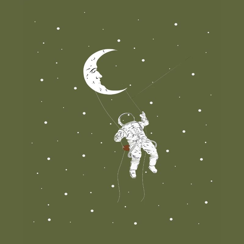Astronaut Moon Swing, Funny Spaceman On Moon