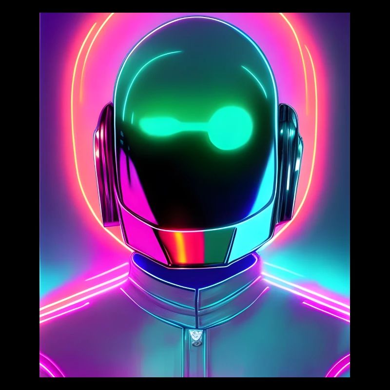neon synthwave style robot néon