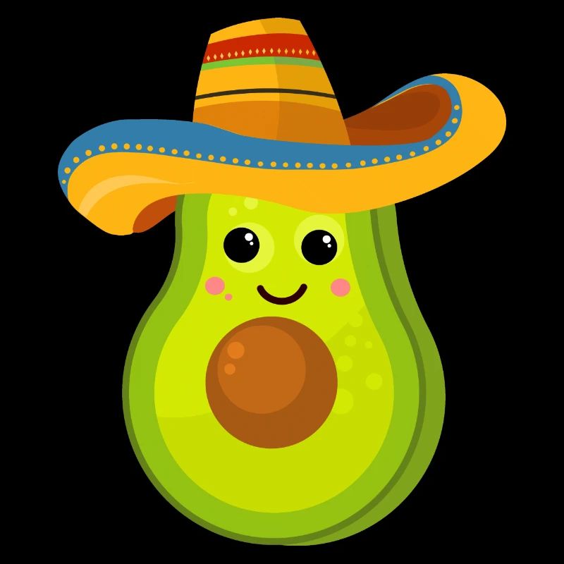Mexican charming kawaii style avocado
