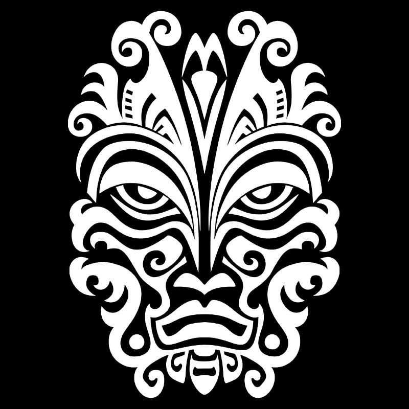 Expressive Maori tattoo design in white