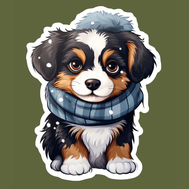 Chiot Bouvier bernois en hiver