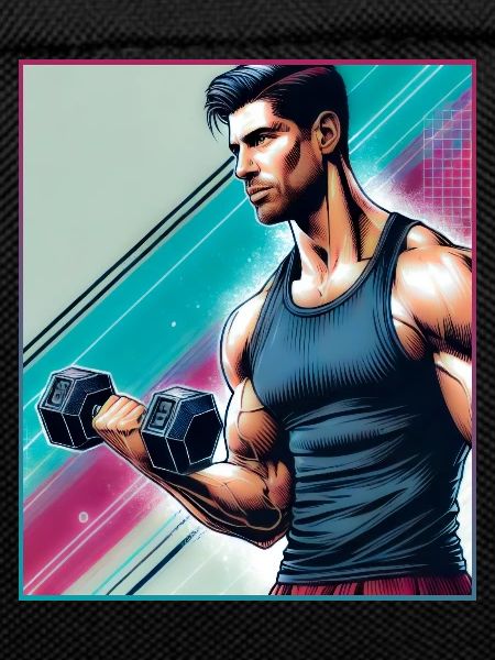 Muscular man with a dumbbell