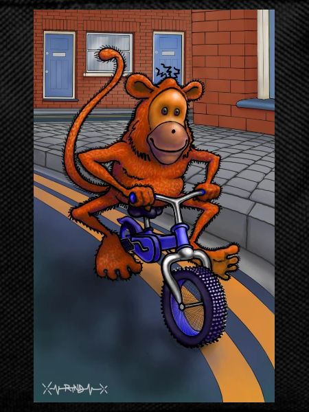 Monkey on a bicycle