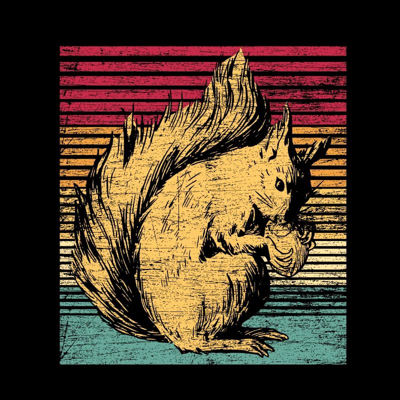 Squirrel nuts forest tree animal gift vintage