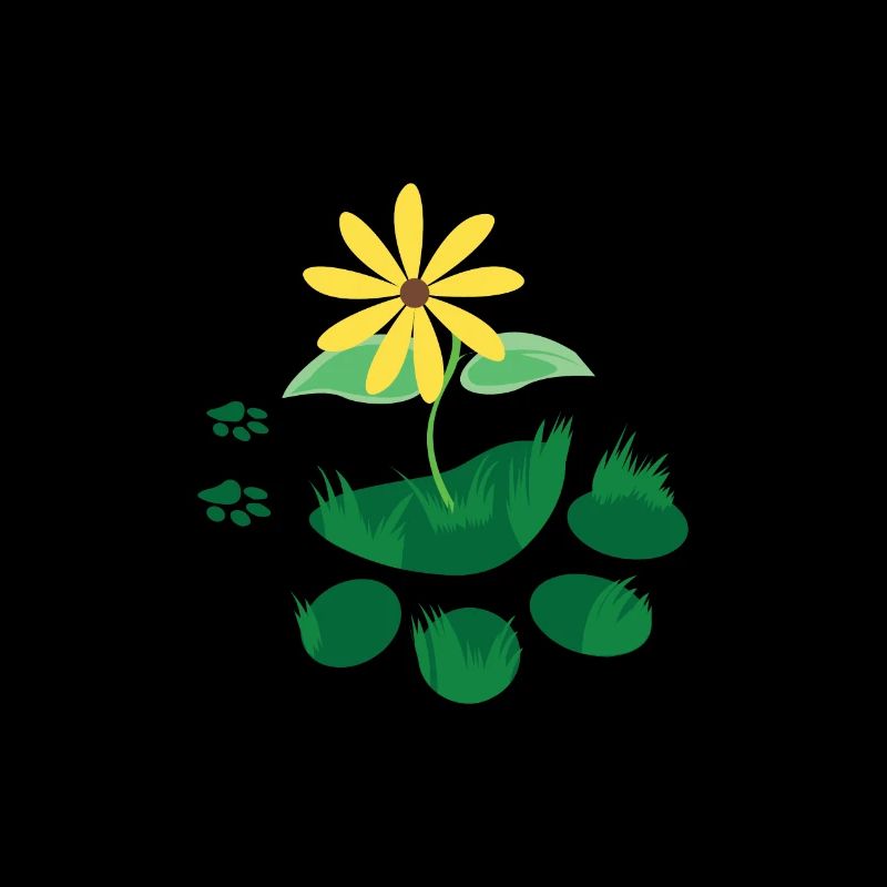 Cats paw print with flower