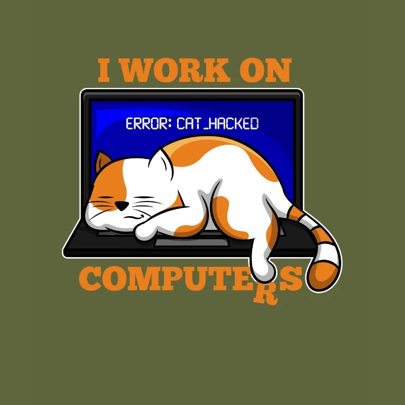 Cat and Computer hacking programmer gift