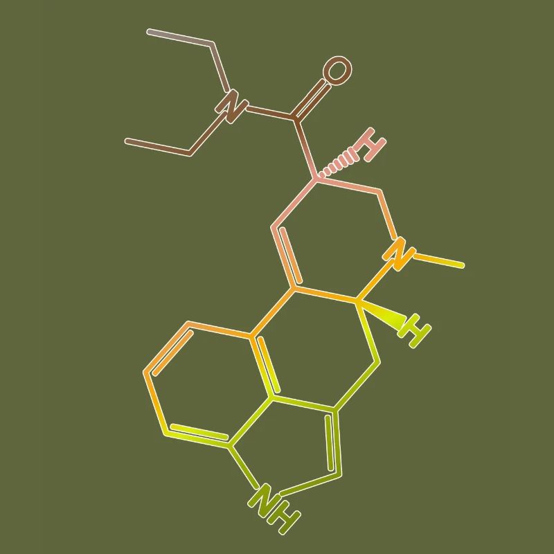 Molécule de formule structurelle LSD A. Hofmann Bicycle Day