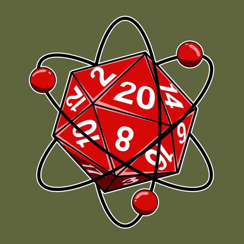 Cube D20 electron physics nerd