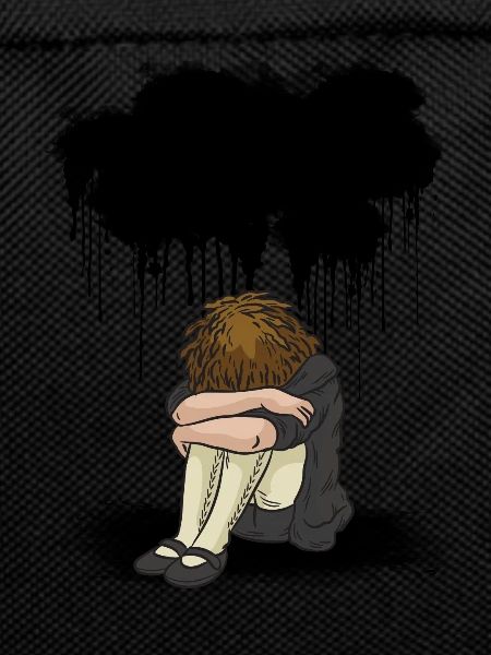 Sad girl black cloud depression