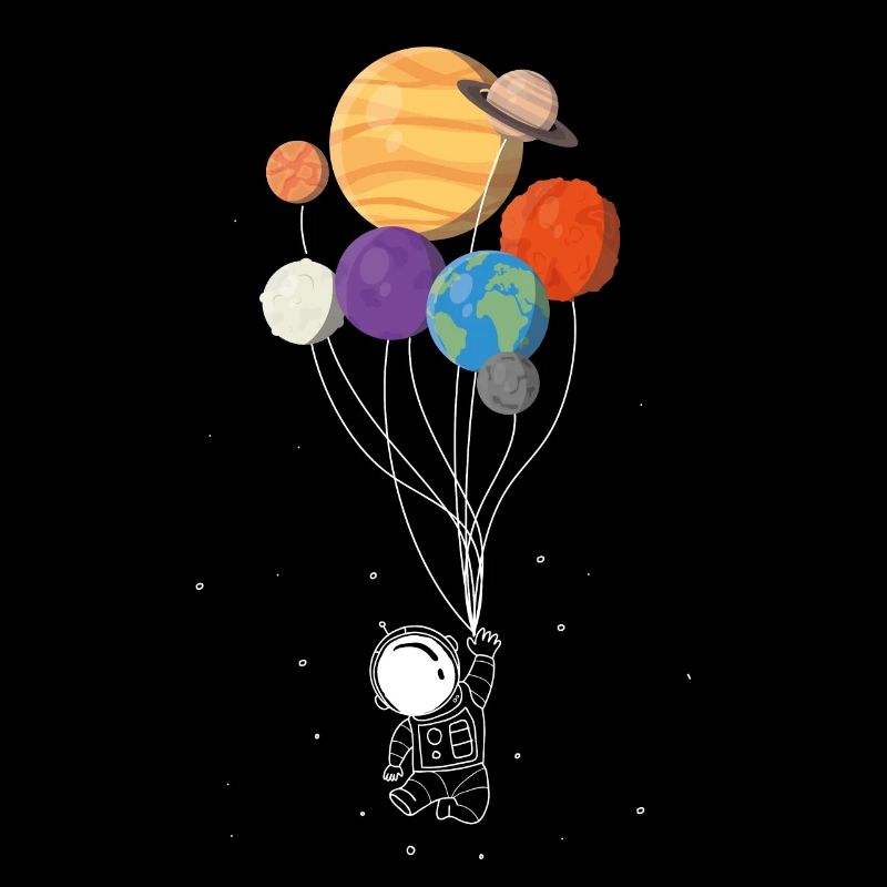 Astronaute avec ballons du système solaire nerd physique