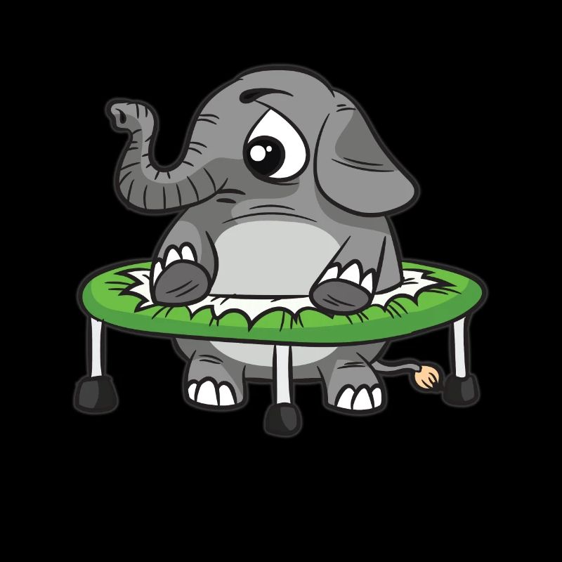 Fat elephant in a trampoline