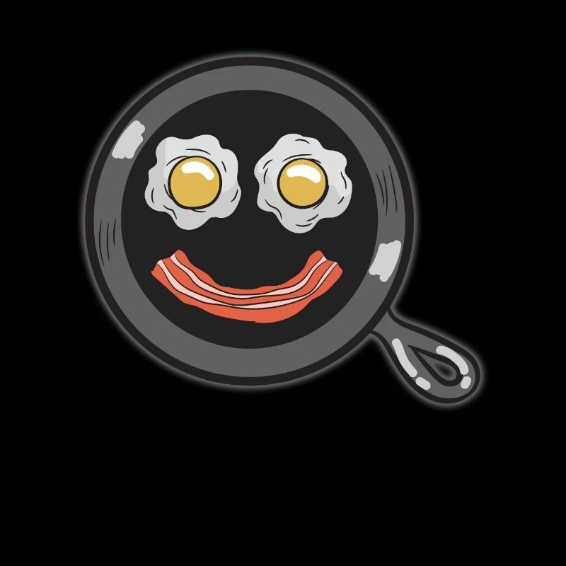 Funny breakfast face fried egg bacon pan