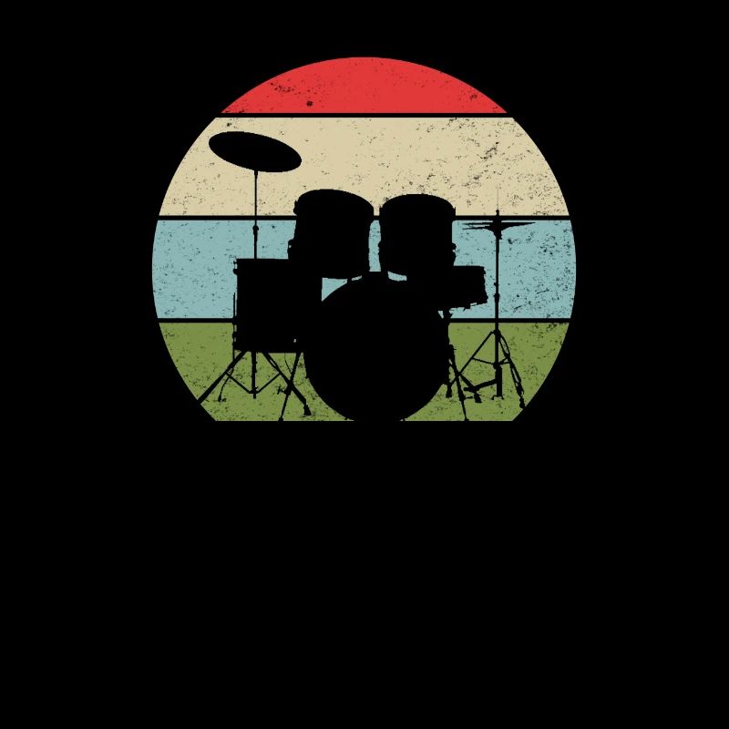 Drummer Drums Retro Sunset Drumset