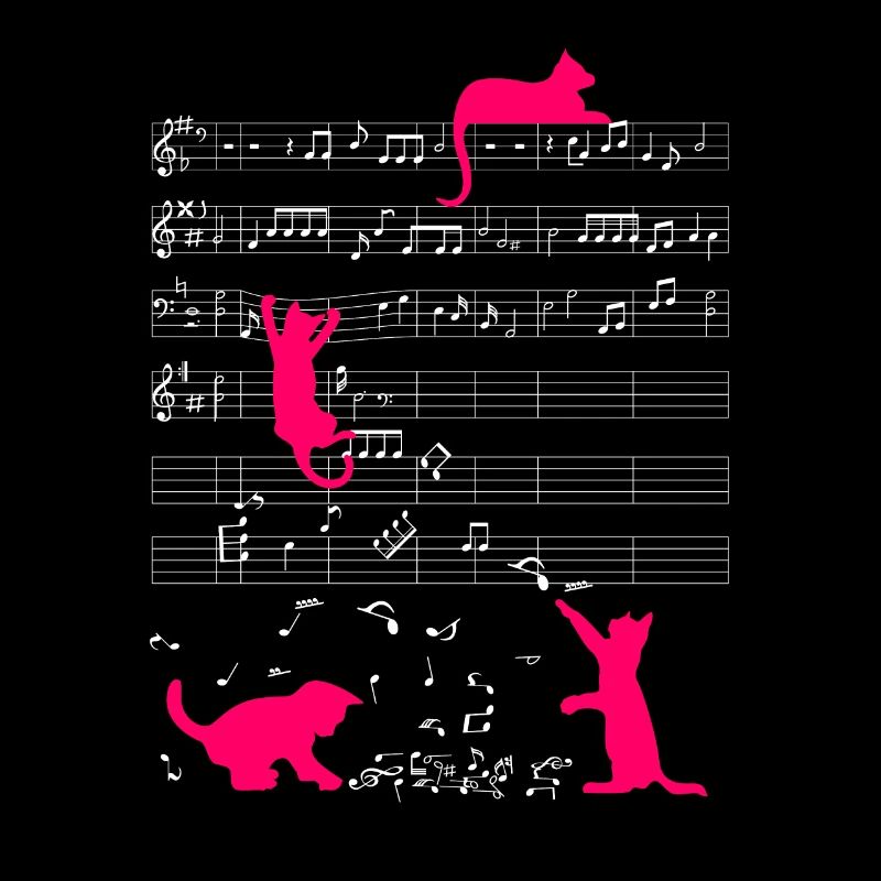 Note de musique de chat mignon musicien de partition rose