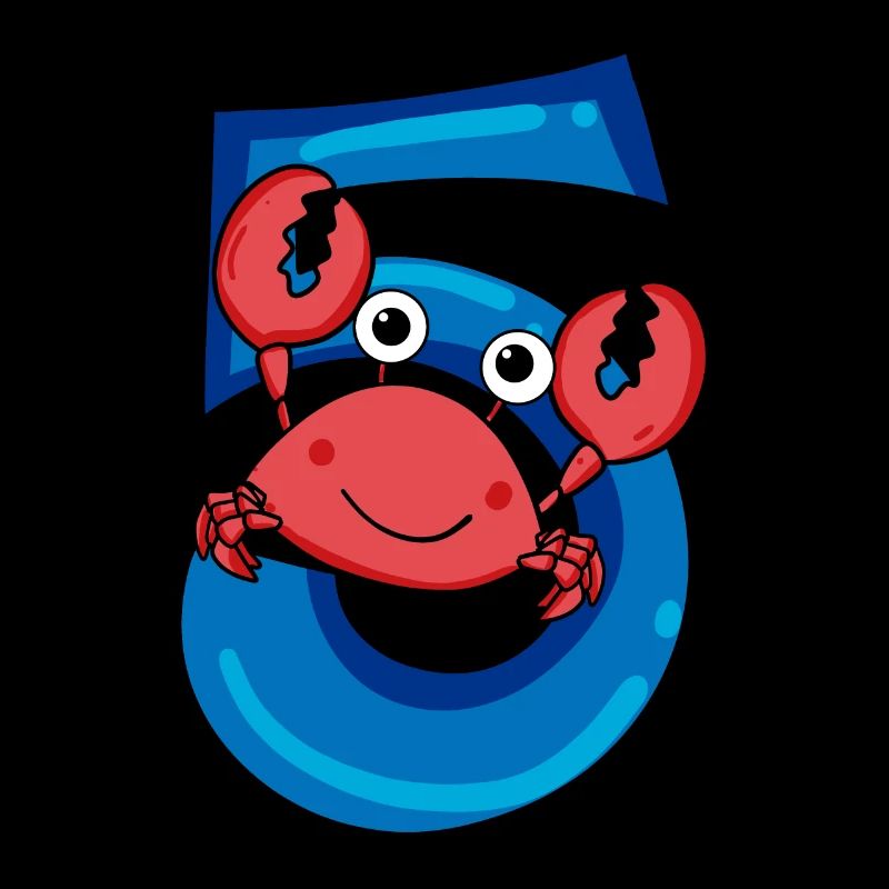 Crab with the number 5 - 5 birthday gift idea