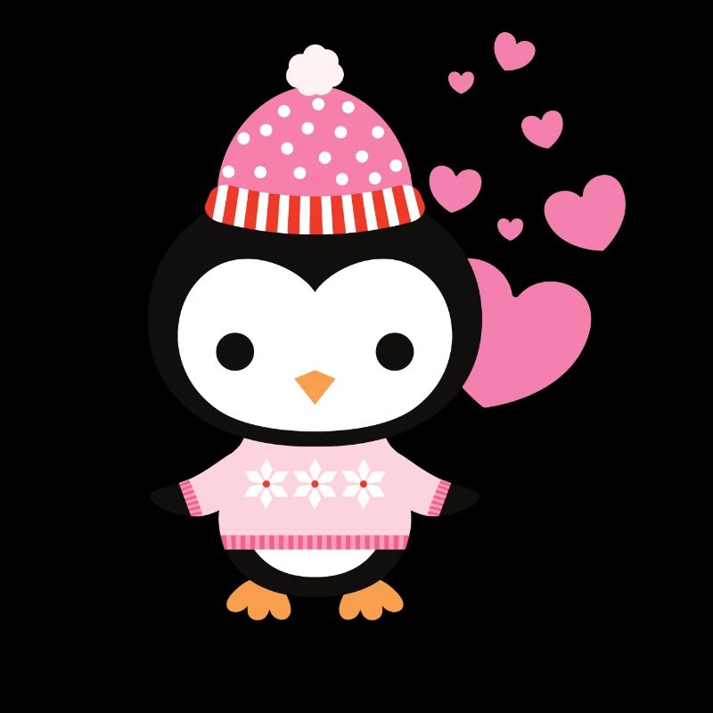 Süsser Pinguin mit Herzen feiert die Liebe
