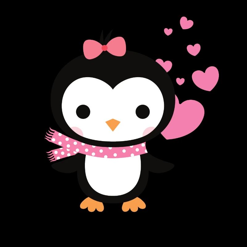 Süsser Pinguin mit Herzen feiert die Liebe