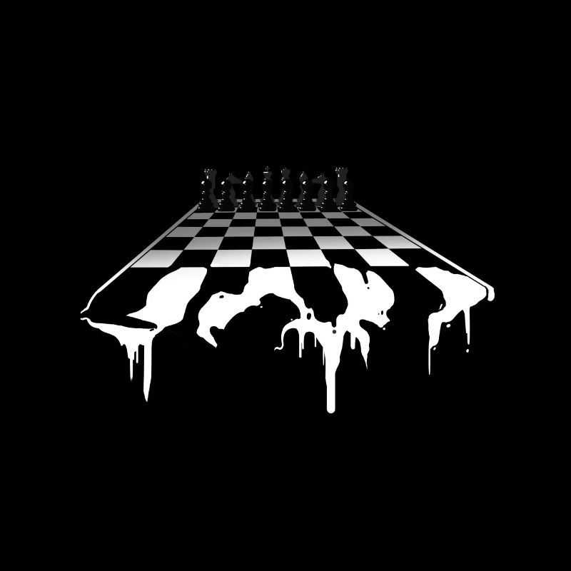 Molten chess board in 3D perspective design
