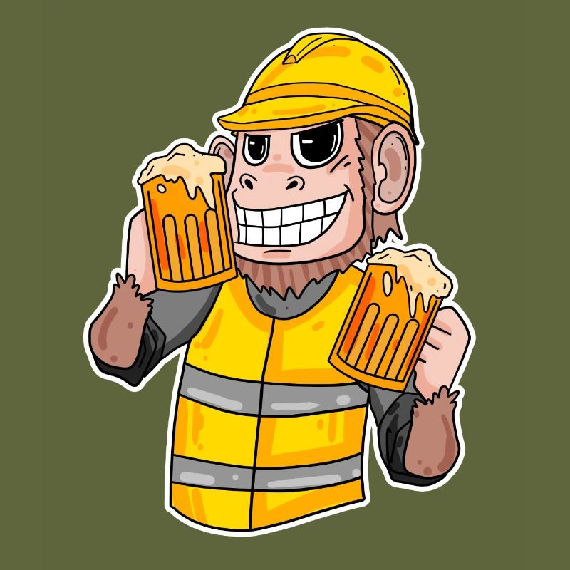 Baustelle Affe Bier lustig Geschenk