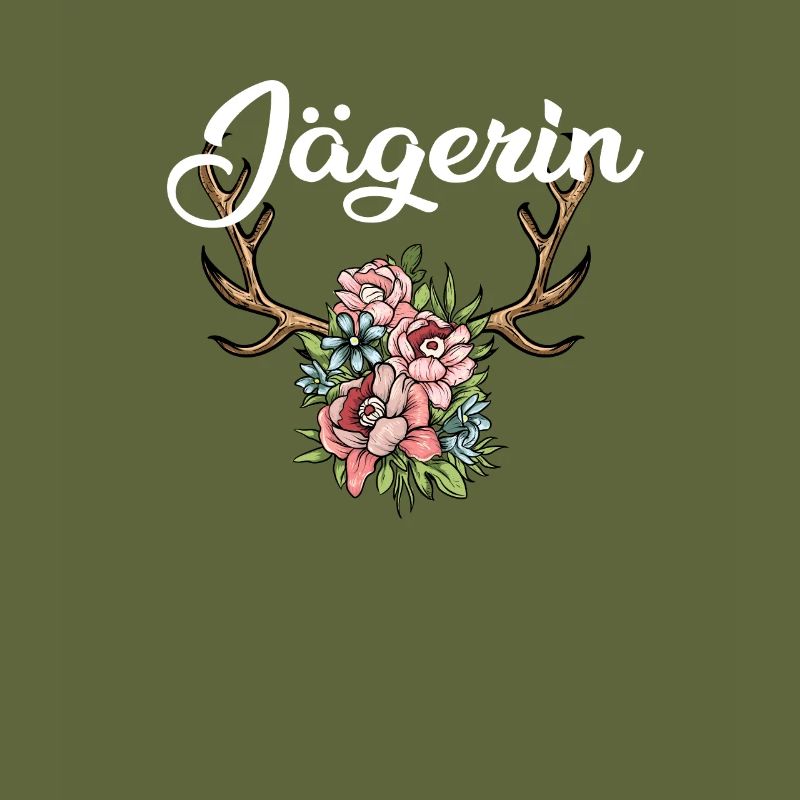 Jägerin Geweih Hirsch Rotwild Jäger Geschenk