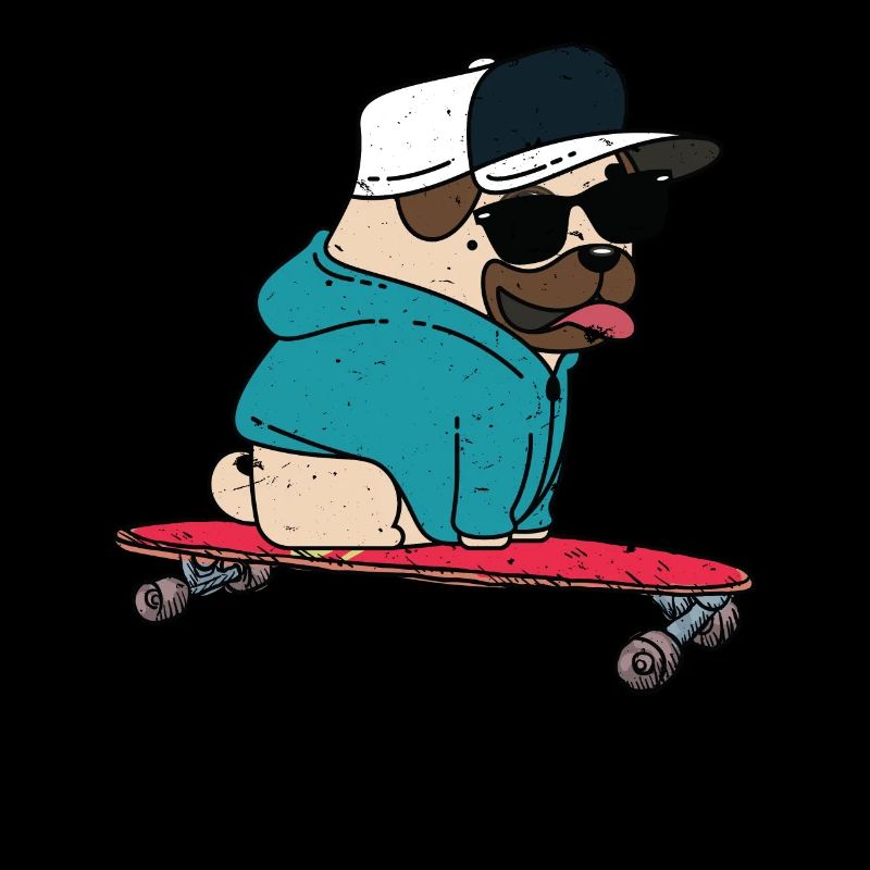 Funny Pug Skateboarding