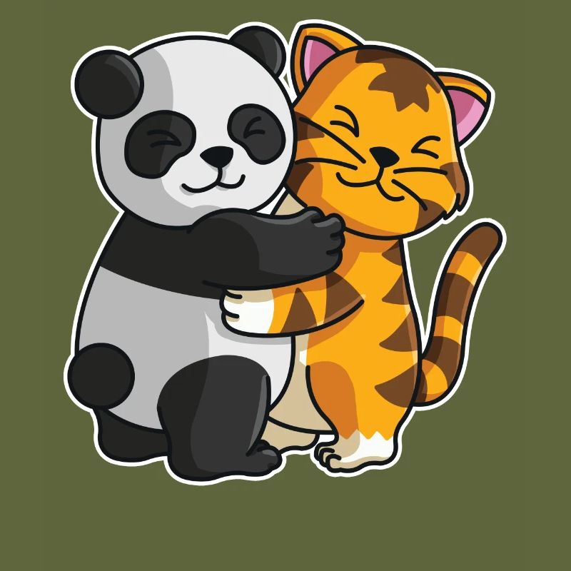 Panda and Tiger cute Hug Cuddle Animals